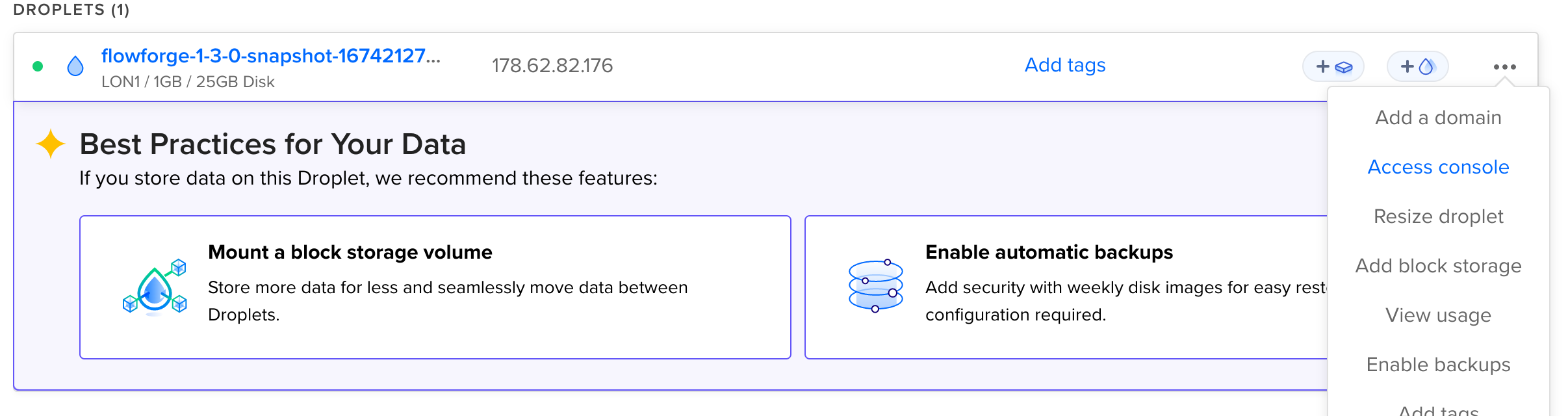 Digital Ocean Console